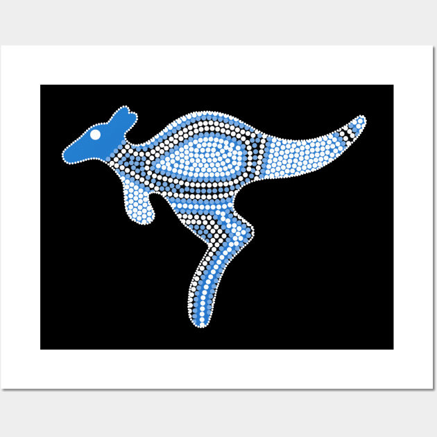 Aboriginal Art - Kangaroo Blue Wall Art by hogartharts